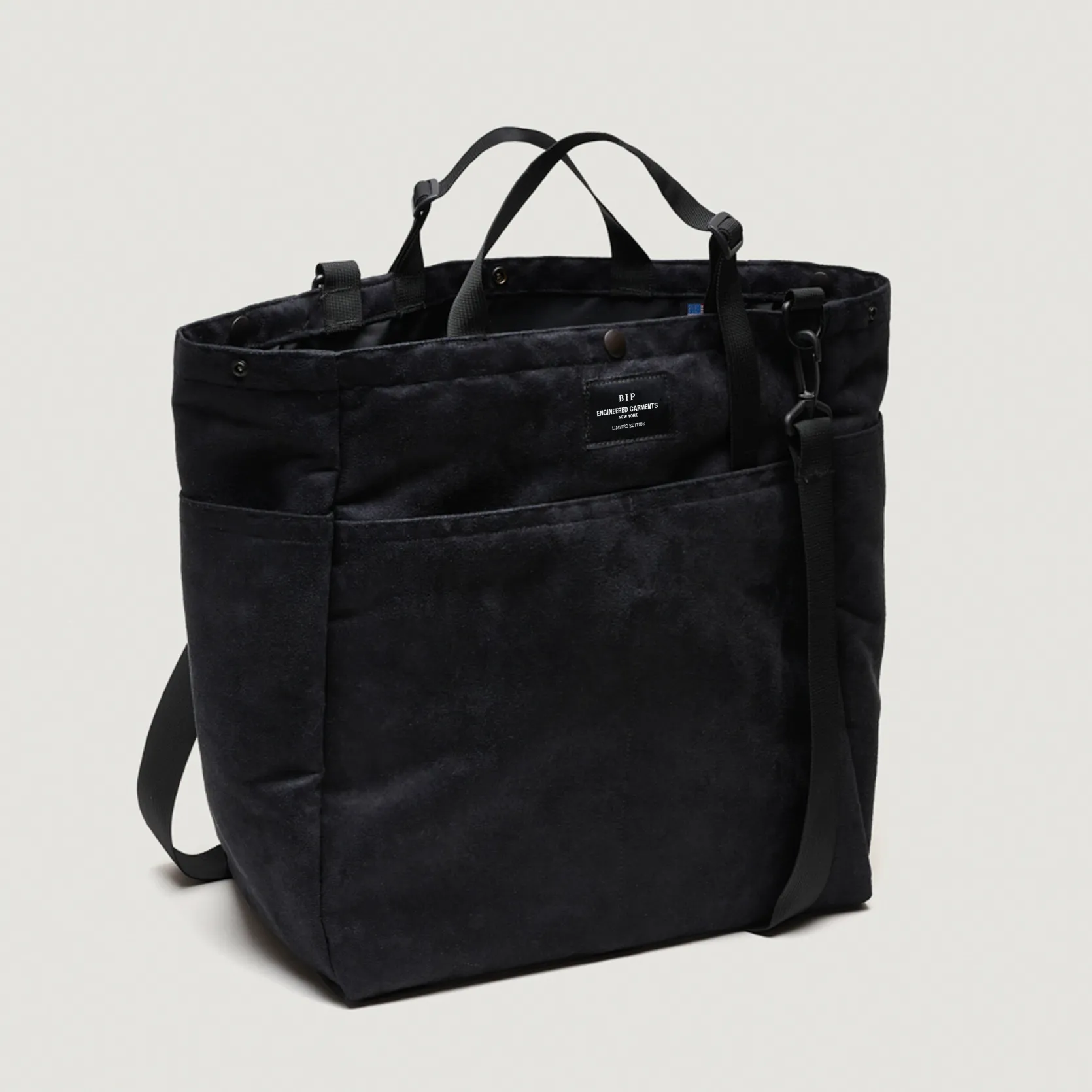 EG x BAGSINPROGRESS - Carry All Beach Bag - Black Polyester Fake Suede