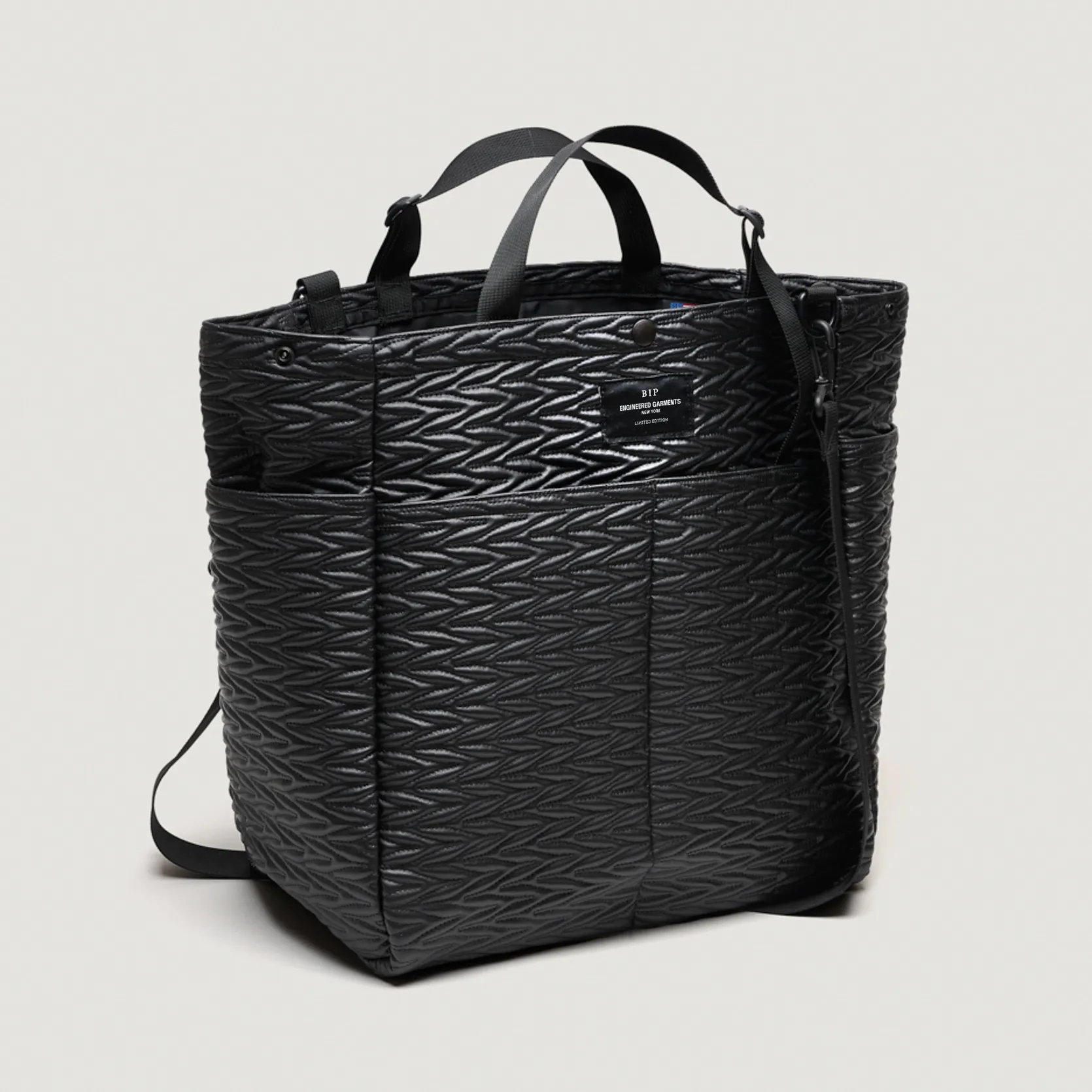 EG x BAGSINPROGRESS - Carry All Beach Bag - Black Quilted Fake Leather