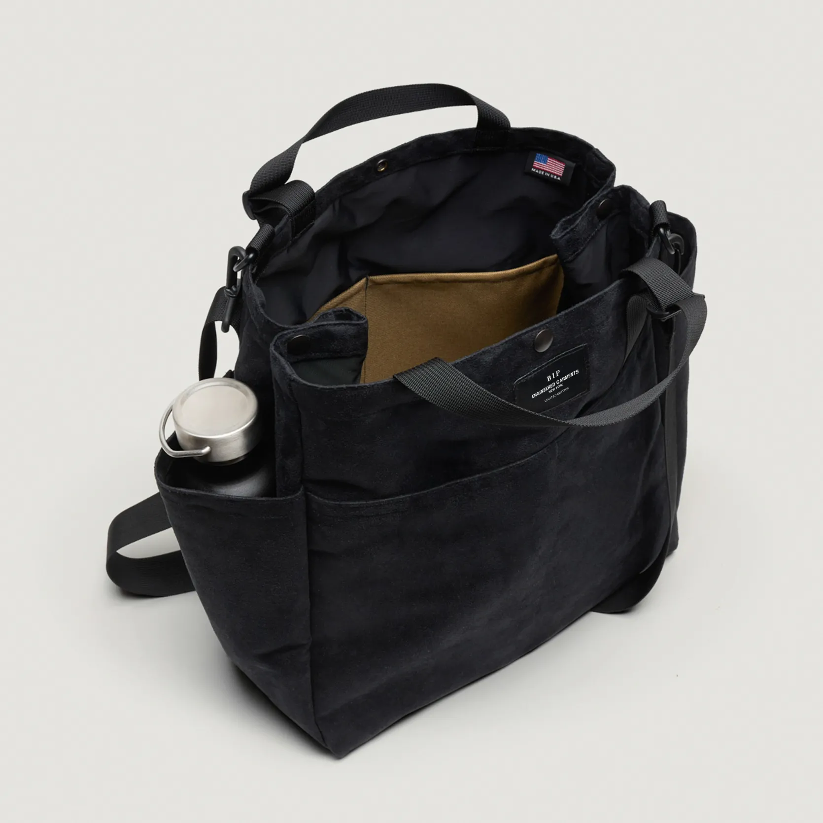 EG x BAGSINPROGRESS - Carry All Beach Bag - Black Polyester Fake Suede