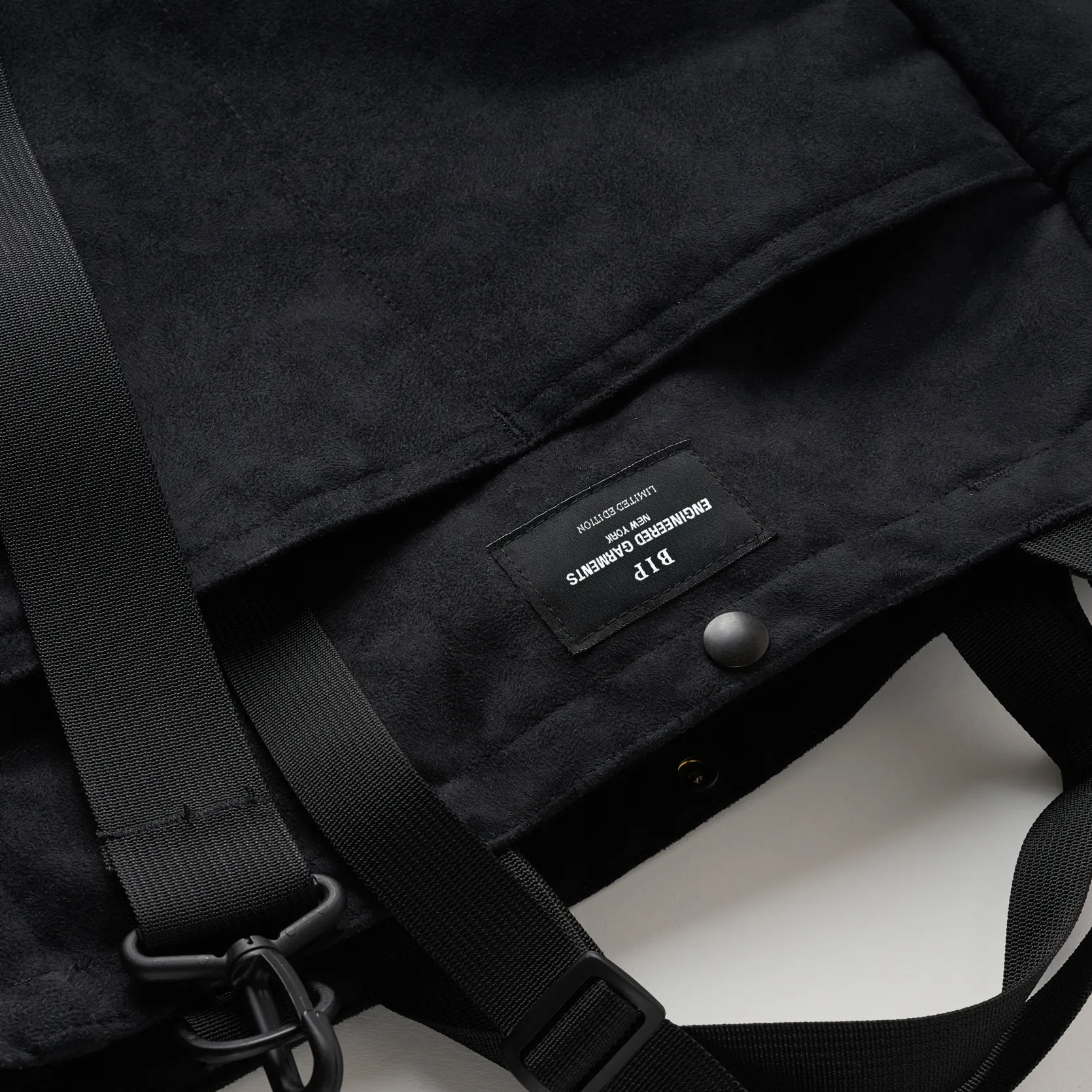 EG x BAGSINPROGRESS - Carry All Beach Bag - Black Polyester Fake Suede