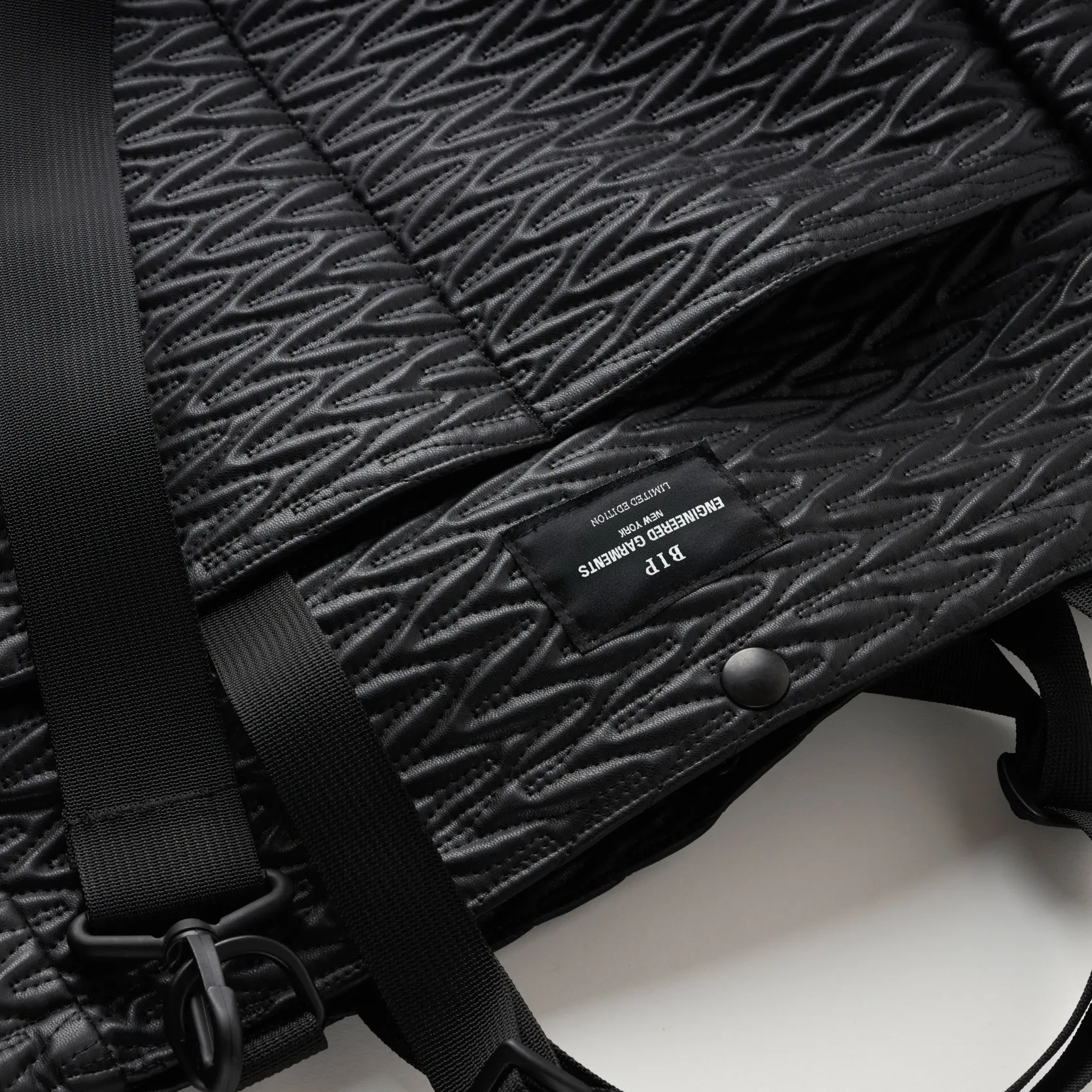 EG x BAGSINPROGRESS - Carry All Beach Bag - Black Quilted Fake Leather