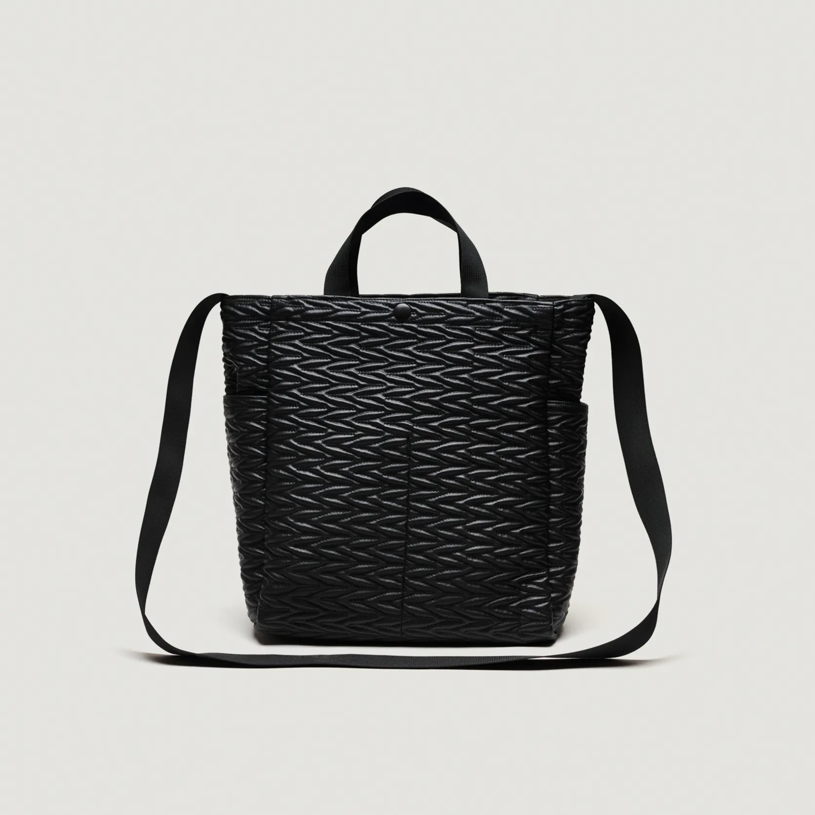 EG x BAGSINPROGRESS - Multi-Pocket Bag - Medium - Black Quilted Fake Leather