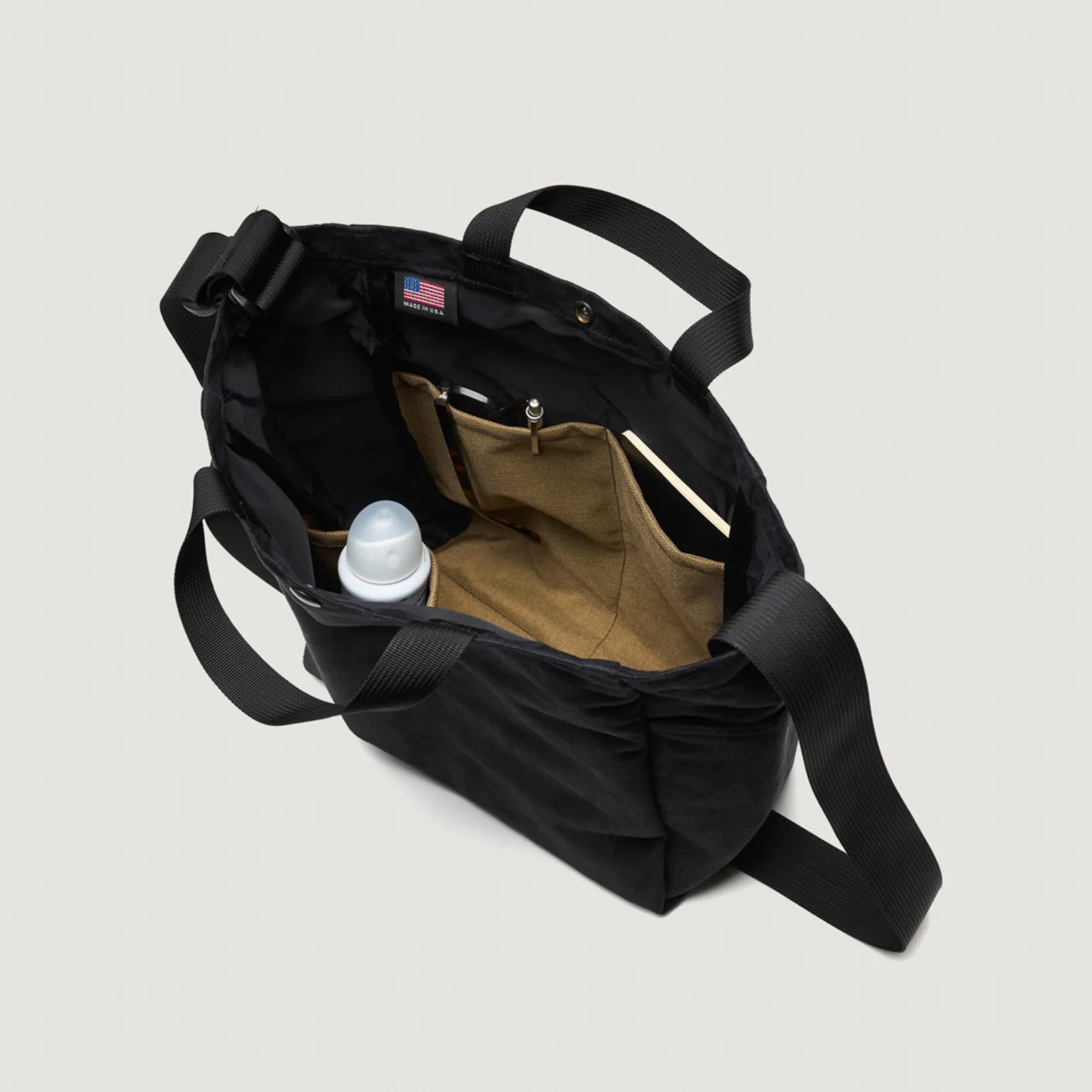 EG x BAGSINPROGRESS - Multi-Pocket Bag - Medium - Black Polyester Fake Suede