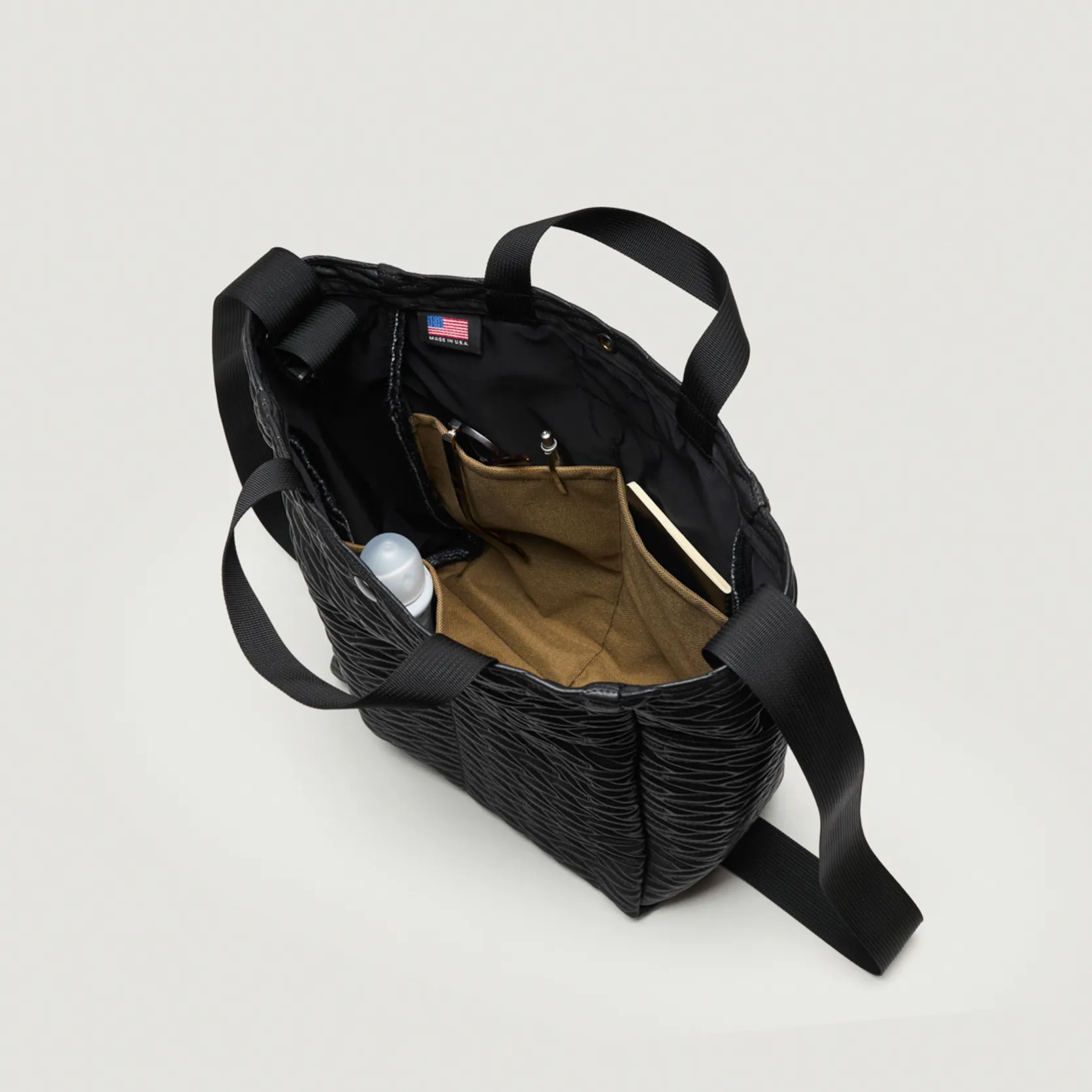 EG x BAGSINPROGRESS - Multi-Pocket Bag - Medium - Black Quilted Fake Leather