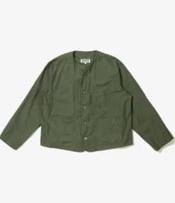 Engineer Short Jacket - Olive Cotton Reverse Sateen