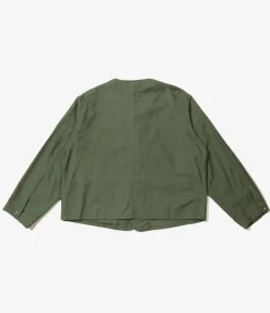 Engineer Short Jacket - Olive Cotton Reverse Sateen