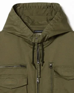 Engineered Garments x Pilgrim Surf Supply - Russel Zip Parka - Olive - Cotton Ventile