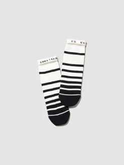Engineered Garments x sawa takai - Stripe Socks - White / Black