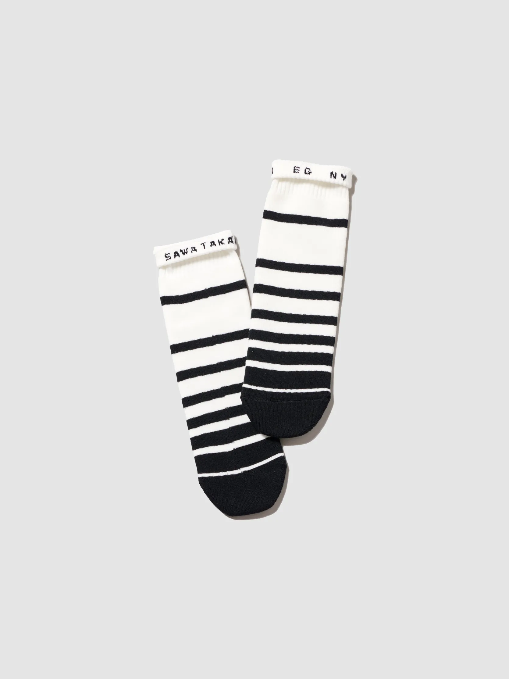 Engineered Garments x sawa takai - Stripe Socks - White / Black