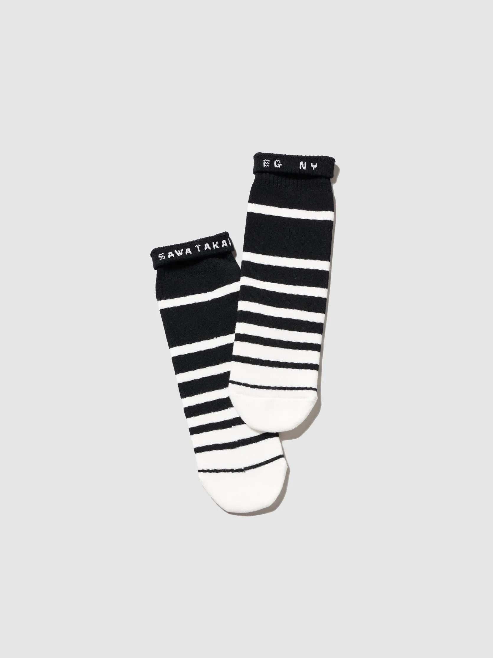 Engineered Garments x sawa takai - Stripe Socks - Black / White