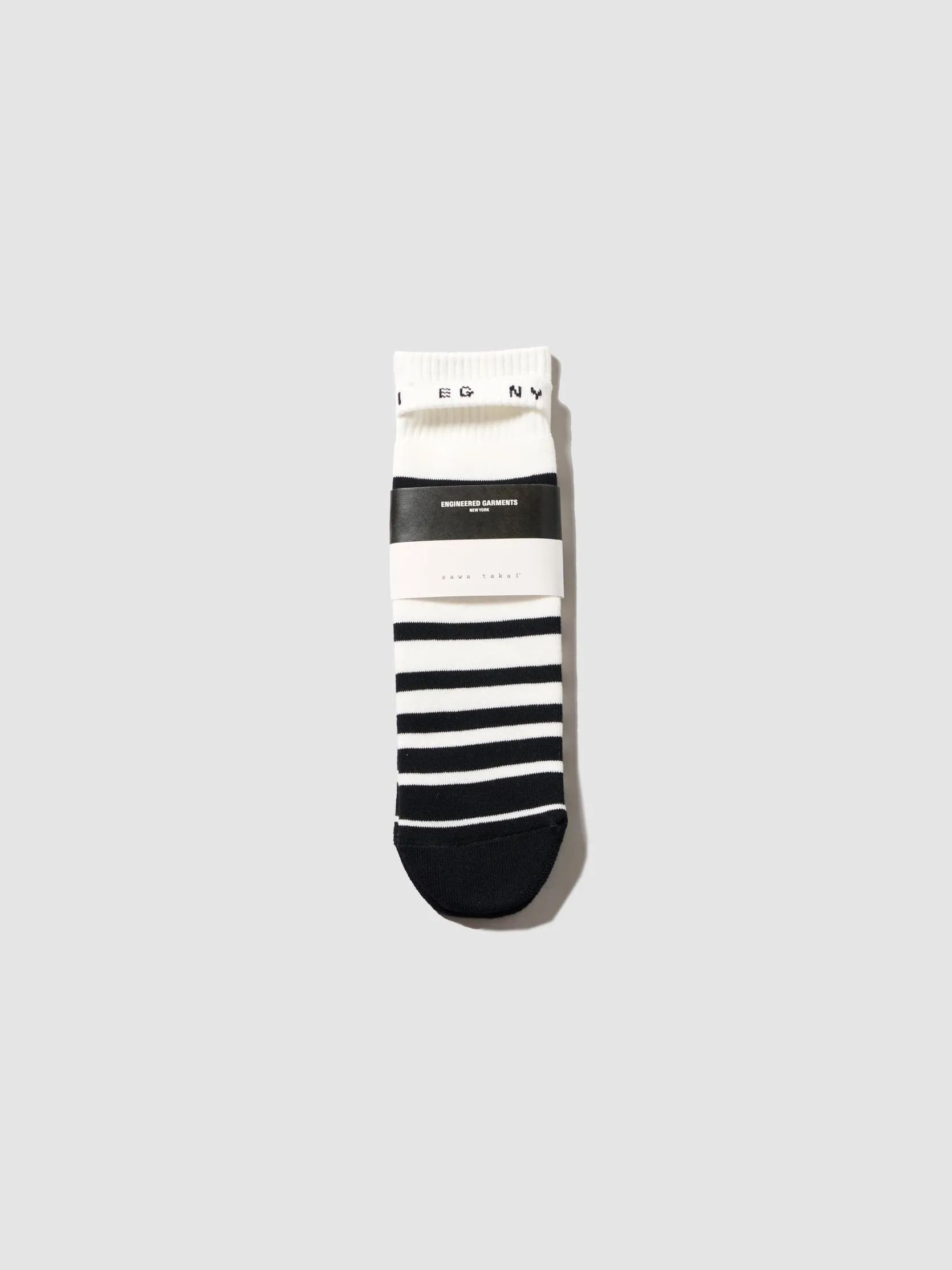 Engineered Garments x sawa takai - Stripe Socks - White / Black
