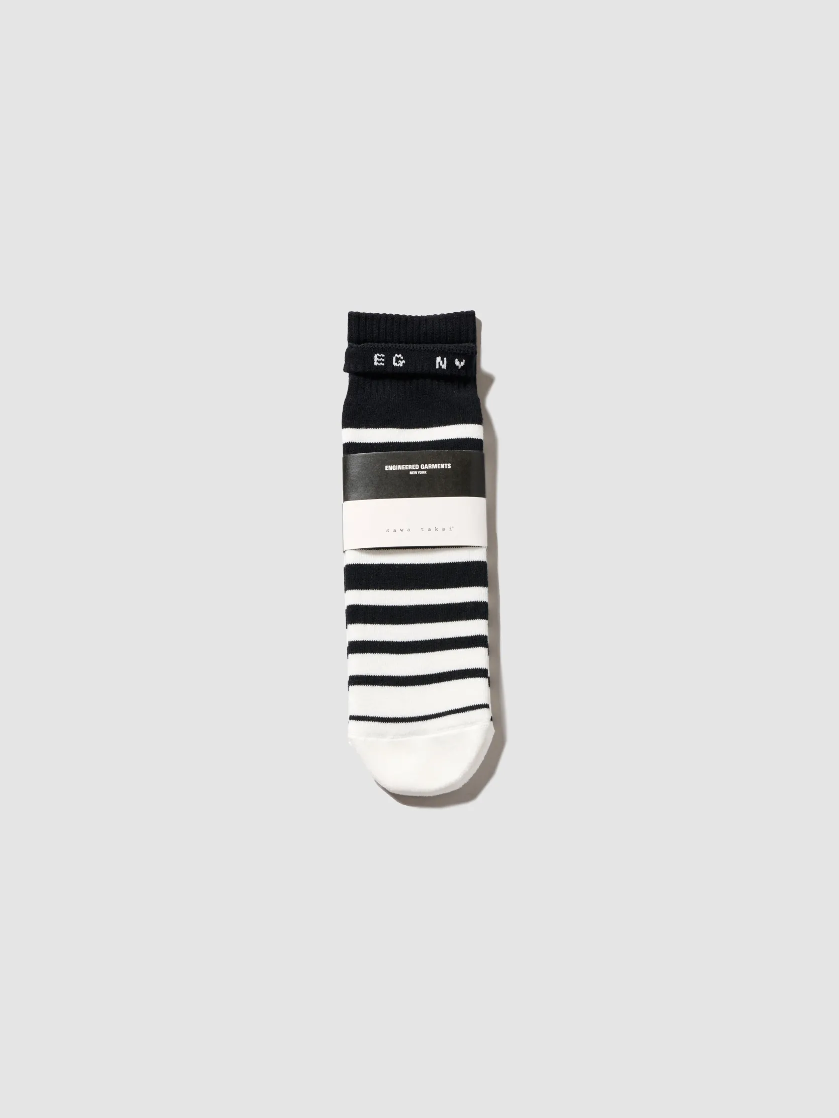 Engineered Garments x sawa takai - Stripe Socks - Black / White