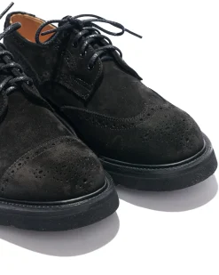 Engineered Garments x Tricker's Asymmetric Gibson - Black Suede Morflex