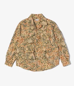 Explorer Shirt Jacket - Brown Polyester Leopard Print