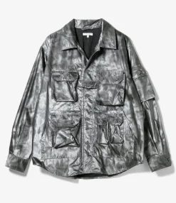 Explorer Shirt Jacket - Silver Nylon Shadow Print