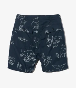 Fatigue Short - Navy Animal Print 6.5oz Flat Twill