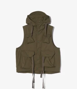 Field Vest - Olive Coated Cotton Cloth