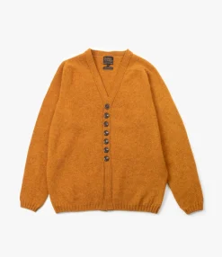 Fisherman Shetland Cardigan - Orange