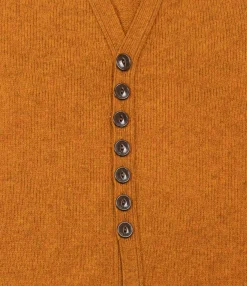 Fisherman Shetland Cardigan - Orange