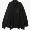 Flannel Shirt -> 7 Cuts Wide Shirt / Over Dye - Black
