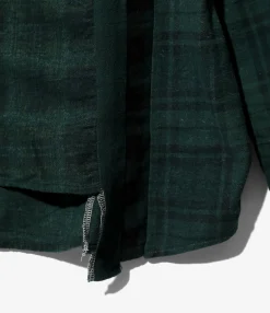 Flannel Shirt -> 7 Cuts Wide Shirt / Over Dye - Dk. Green