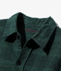 Flannel Shirt -> 7 Cuts Wide Shirt / Over Dye - Dk. Green