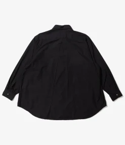 Flared Shirt - Black 100's 2Ply Cotton Broadcloth