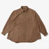 Flared Shirt - Khaki Polyester Lt. Weight Fake Suede