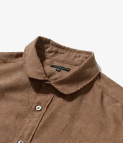 Flared Shirt - Khaki Polyester Lt. Weight Fake Suede