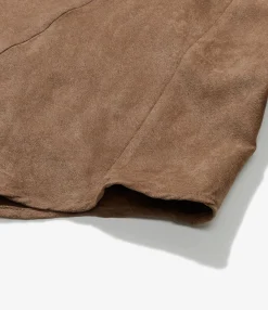 Flared Shirt - Khaki Polyester Lt. Weight Fake Suede