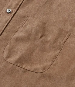 Flared Shirt - Khaki Polyester Lt. Weight Fake Suede
