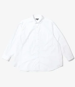 Flared Shirt - White 100's 2Ply Broadcloth