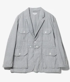Folk Jacket - Beige Cotton Seersucker Stripe