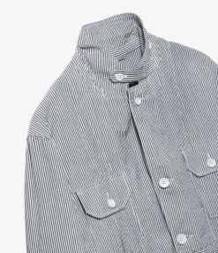 Folk Jacket - Beige Cotton Seersucker Stripe