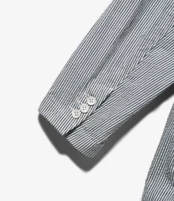 Folk Jacket - Beige Cotton Seersucker Stripe
