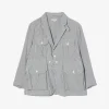 Folk Jacket - Navy Cotton Seersucker Stripe
