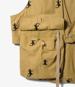 Fowl Vest - Khaki Gecko Embroidery