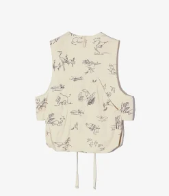 Fowl Vest - Natural Animal Print 6.5oz Flat Twill