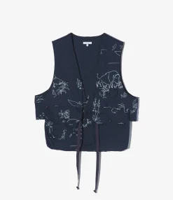 Fowl Vest - Navy Animal Print 6.5oz Flat Twill