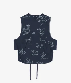 Fowl Vest - Navy Animal Print 6.5oz Flat Twill