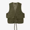 Fowl Vest - Olive Cotton Brushed Herringbone