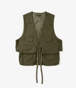 Fowl Vest - Olive Cotton Brushed Herringbone