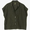 French Sleeve Blouse - Dk. Green- Fine Pattern Jacquard