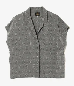 French Sleeve Blouse - Grey - Fine Pattern Jacquard