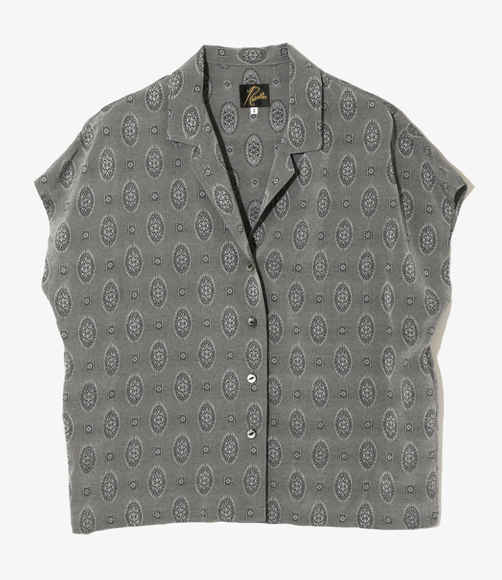 French Sleeve Blouse - Grey - Fine Pattern Jacquard