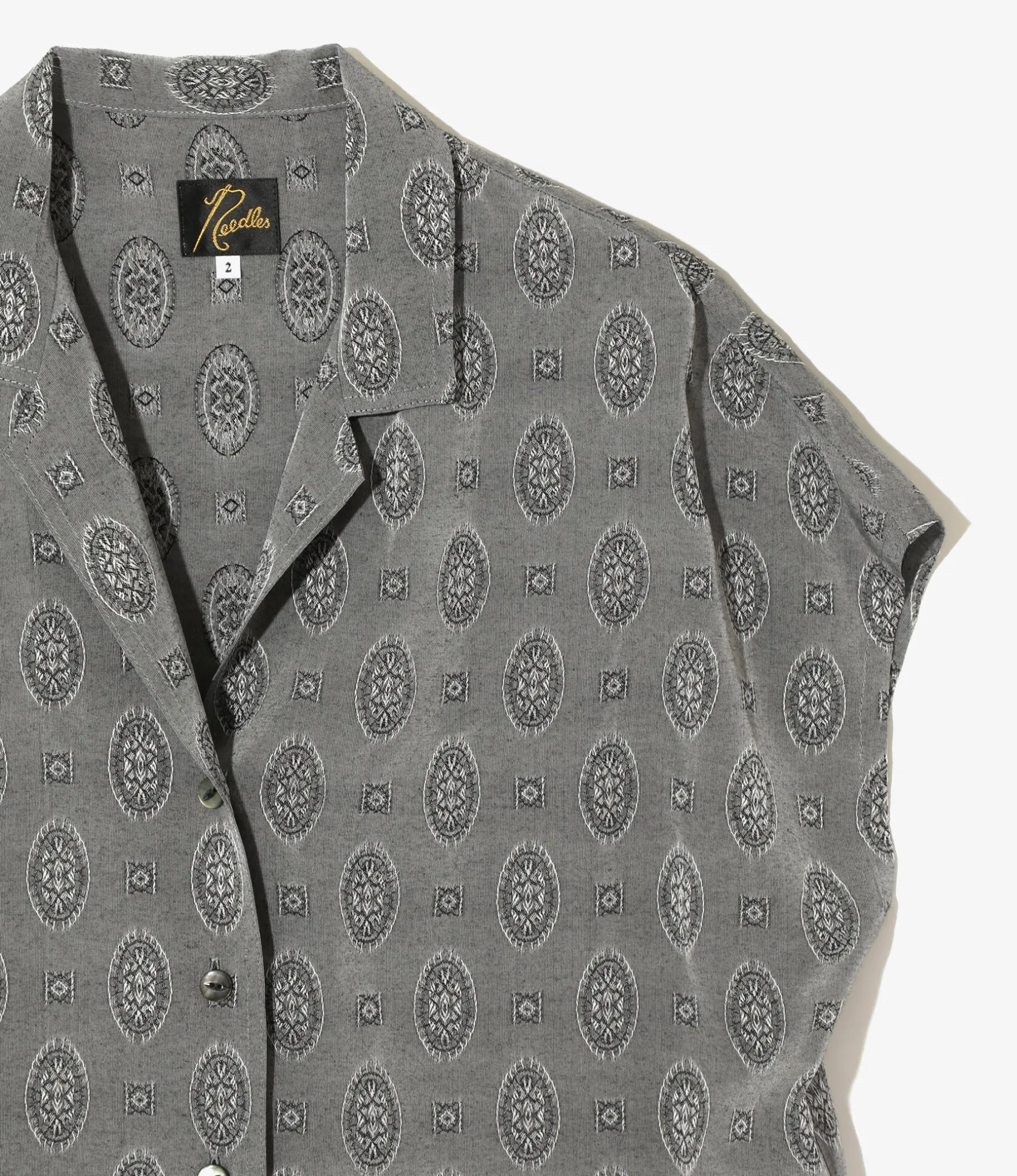 French Sleeve Blouse - Grey - Fine Pattern Jacquard
