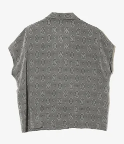 French Sleeve Blouse - Grey - Fine Pattern Jacquard