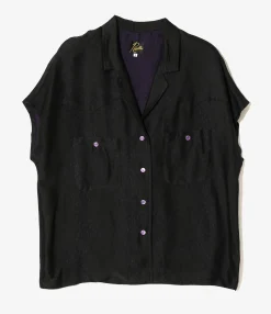 French Sleeve Cowboy Blouse - Purple - R/AC Square Dot Jacquard