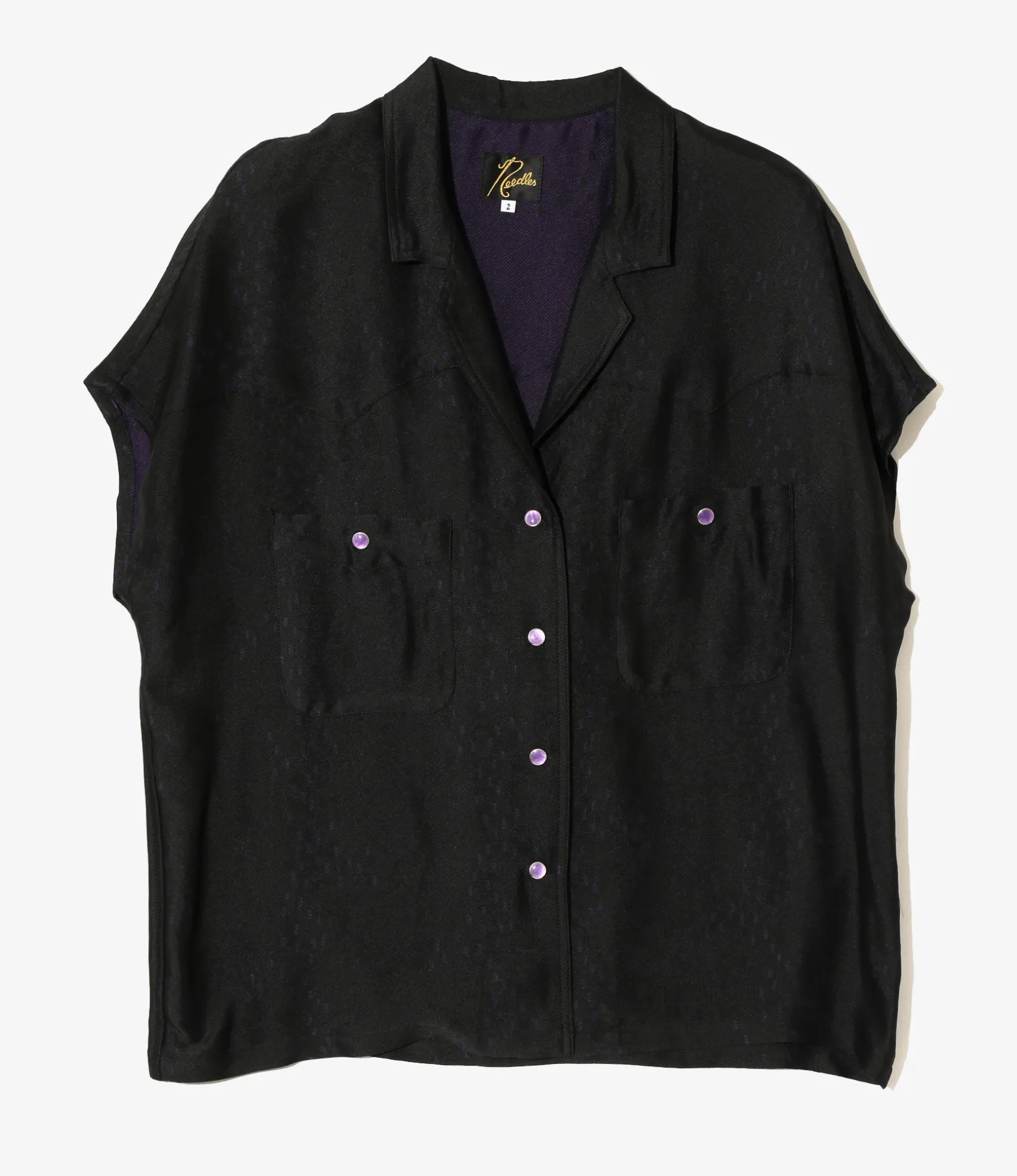 French Sleeve Cowboy Blouse - Purple - R/AC Square Dot Jacquard