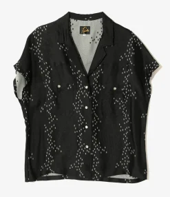 French Sleeve Cowboy Blouse - Off White- R/AC Square Dot Jacquard